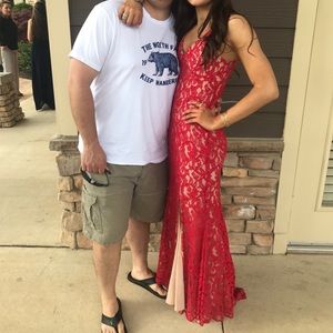Red Lace Prom Dress